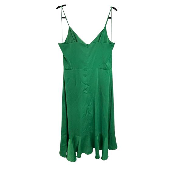 Chelsea28 Midi Dress Womens Large Faux Wrap Ruffle A-Line Green Drape Sleeveless - Picture 4 of 6